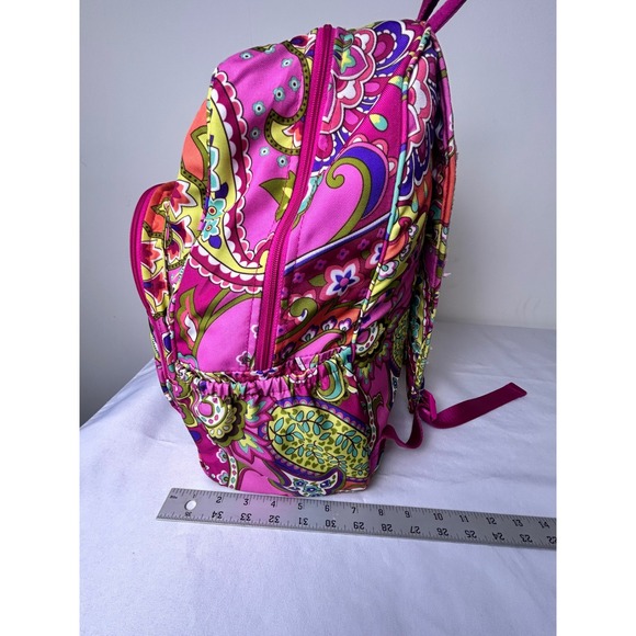 Vera Bradley Pink Paisley Floral Backpack Multi Pocket School Travel Bag main image 6